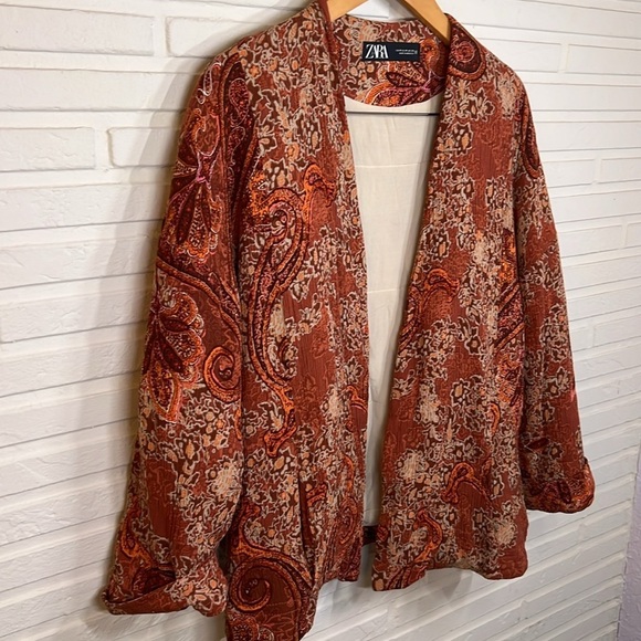 Zara Moroccan Inspired Paisley Printed Quilted Kimono , Women’s Size Medium - Picture 2 of 7